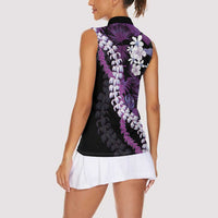 Poni Aloha Hawaii Lei Women Sleeveless Polo Shirt Tropical Flowers Elegant Vibe LT14 - Polynesian Pride