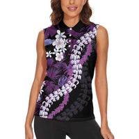 Poni Aloha Hawaii Lei Women Sleeveless Polo Shirt Tropical Flowers Elegant Vibe LT14 - Polynesian Pride