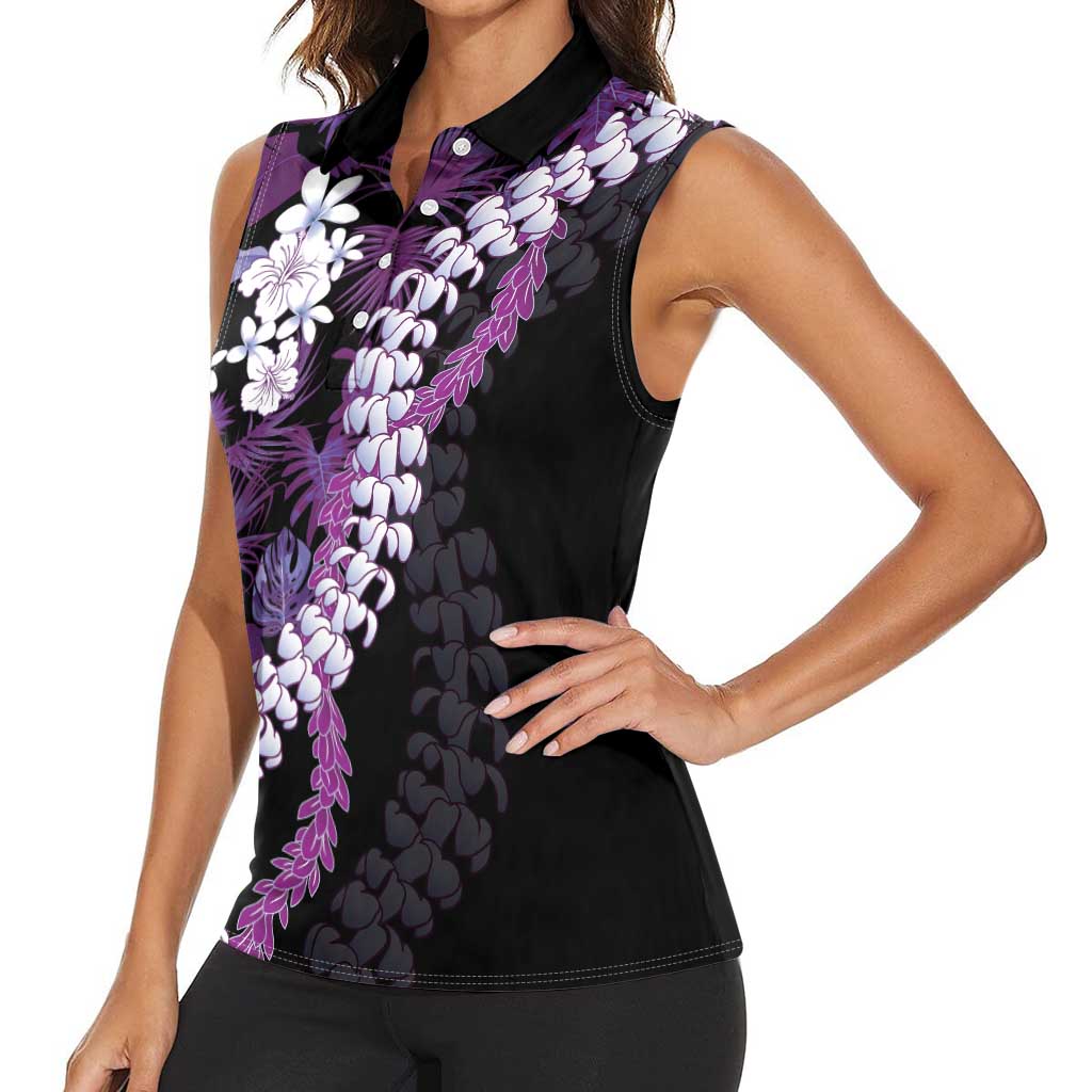 Poni Aloha Hawaii Lei Women Sleeveless Polo Shirt Tropical Flowers Elegant Vibe LT14 - Polynesian Pride