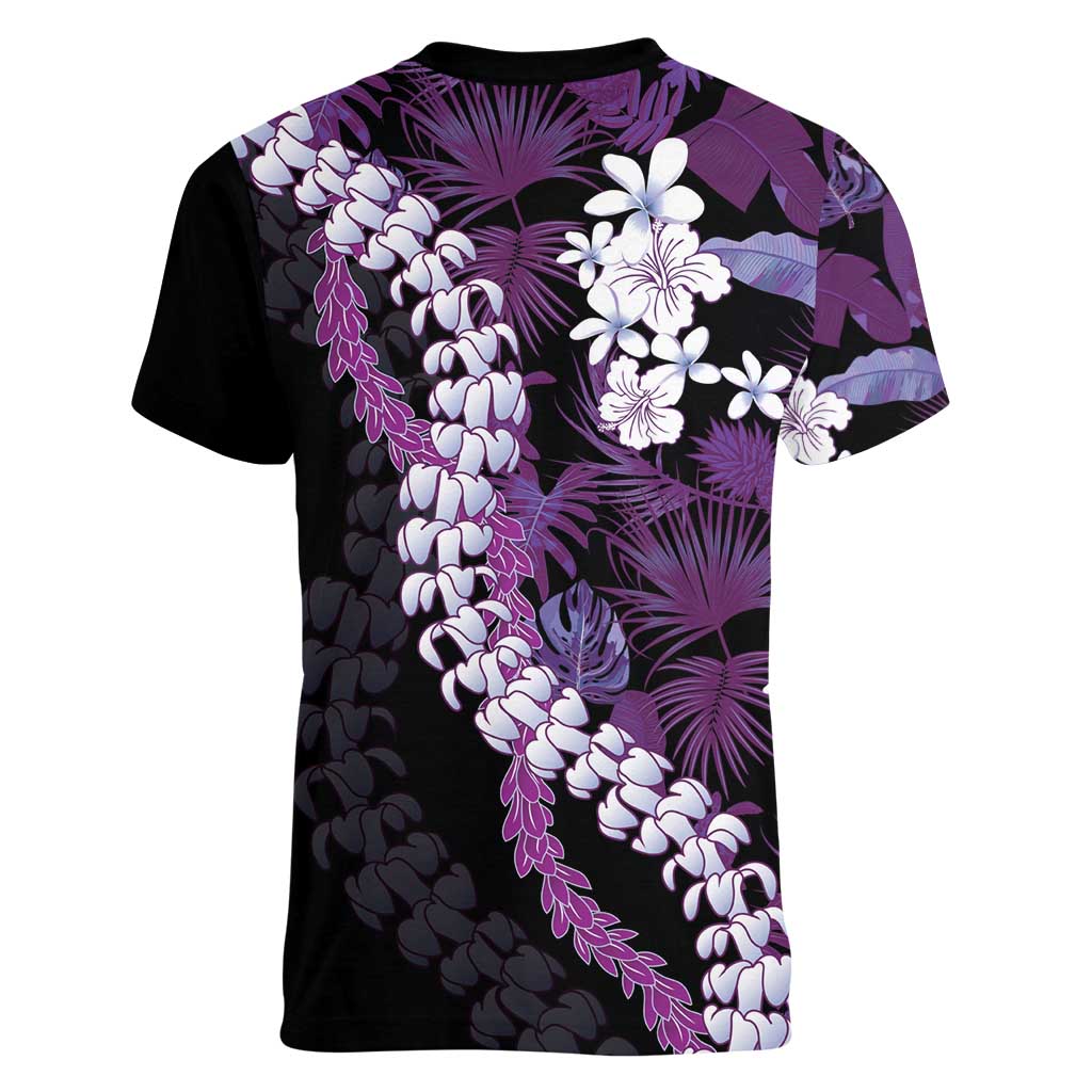 Poni Aloha Hawaii Lei Women V-Neck T-Shirt Tropical Flowers Elegant Vibe LT14 - Polynesian Pride