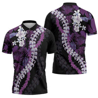 Poni Aloha Hawaii Lei Zipper Polo Shirt Tropical Flowers Elegant Vibe - Polynesian Pride