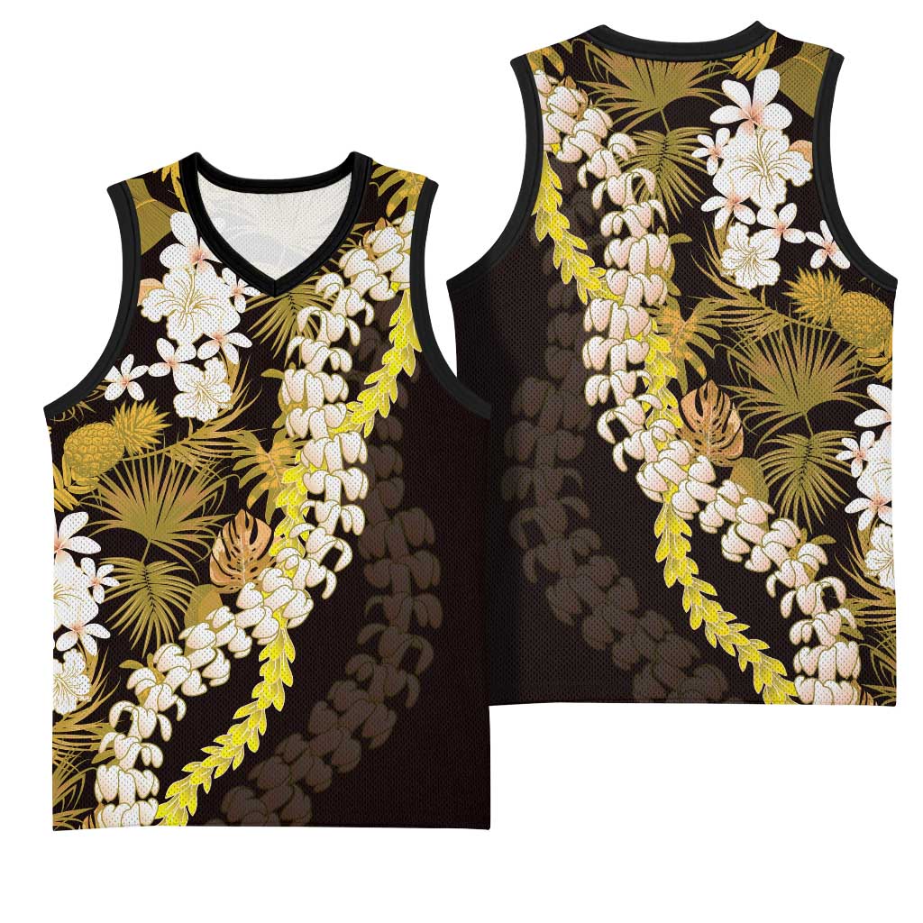 Kula Aloha Hawaii Lei Basketball Jersey Tropical Flowers Elegant Vibe - Polynesian Pride
