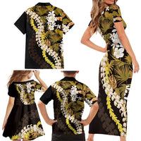Kula Aloha Hawaii Lei Family Matching Short Sleeve Bodycon Dress and Hawaiian Shirt Tropical Flowers Elegant Vibe LT14 - Polynesian Pride