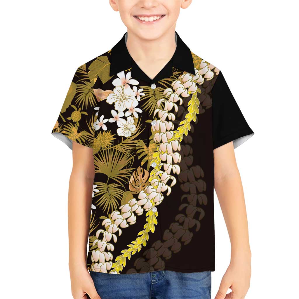 Kula Aloha Hawaii Lei Family Matching Tank Maxi Dress and Hawaiian Shirt Tropical Flowers Elegant Vibe LT14 Son's Shirt Gold - Polynesian Pride