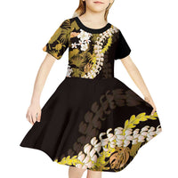 Kula Aloha Hawaii Lei Kid Short Sleeve Dress Tropical Flowers Elegant Vibe LT14 - Polynesian Pride