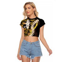Kula Aloha Hawaii Lei Raglan Cropped T Shirt Tropical Flowers Elegant Vibe - Polynesian Pride