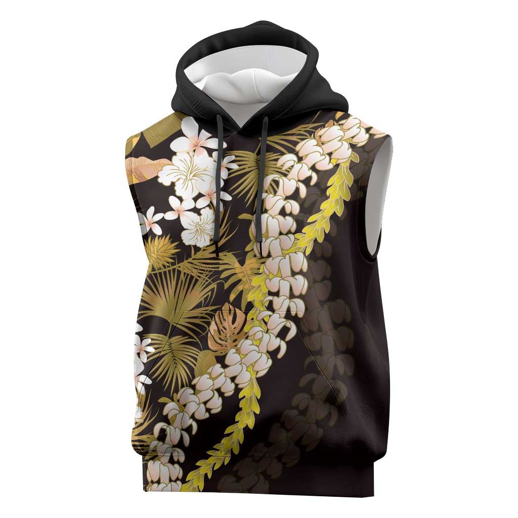 Kula Aloha Hawaii Lei Sleeveless Hoodie Tropical Flowers Elegant Vibe LT14 Gold - Polynesian Pride