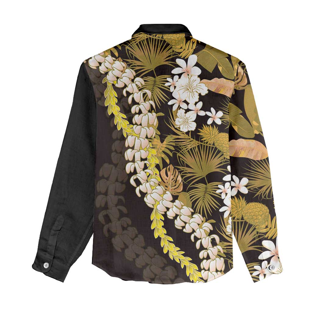 Kula Aloha Hawaii Lei Women Casual Shirt Tropical Flowers Elegant Vibe - Polynesian Pride