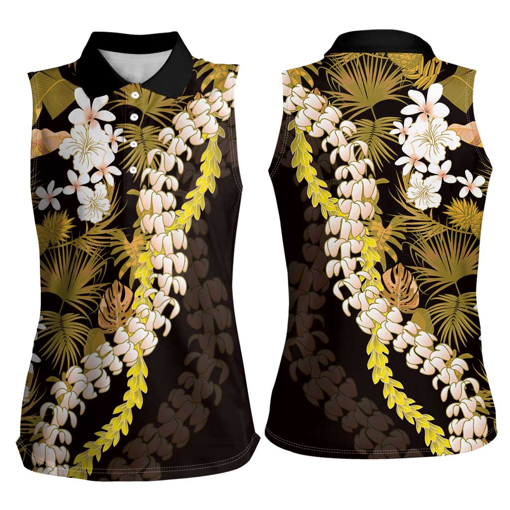 Kula Aloha Hawaii Lei Women Sleeveless Polo Shirt Tropical Flowers Elegant Vibe LT14 - Polynesian Pride