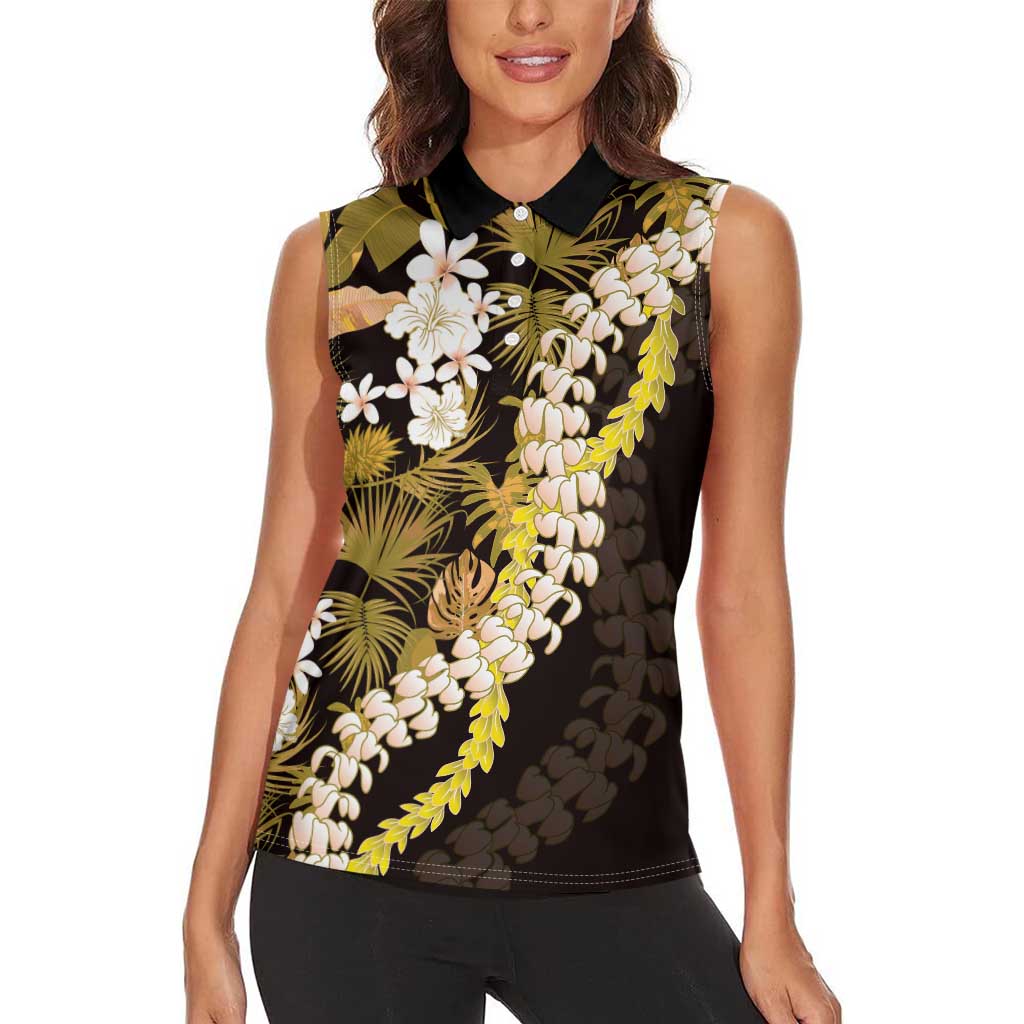 Kula Aloha Hawaii Lei Women Sleeveless Polo Shirt Tropical Flowers Elegant Vibe LT14 - Polynesian Pride