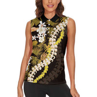 Kula Aloha Hawaii Lei Women Sleeveless Polo Shirt Tropical Flowers Elegant Vibe LT14 - Polynesian Pride