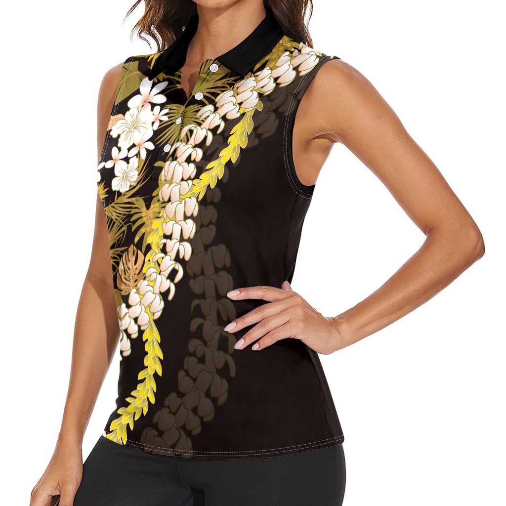 Kula Aloha Hawaii Lei Women Sleeveless Polo Shirt Tropical Flowers Elegant Vibe LT14 - Polynesian Pride