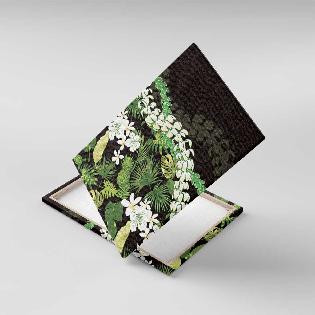 Omaomao Aloha Hawaii Lei Canvas Wall Art Tropical Flowers Elegant Vibe LT14 With Frame Green - Polynesian Pride