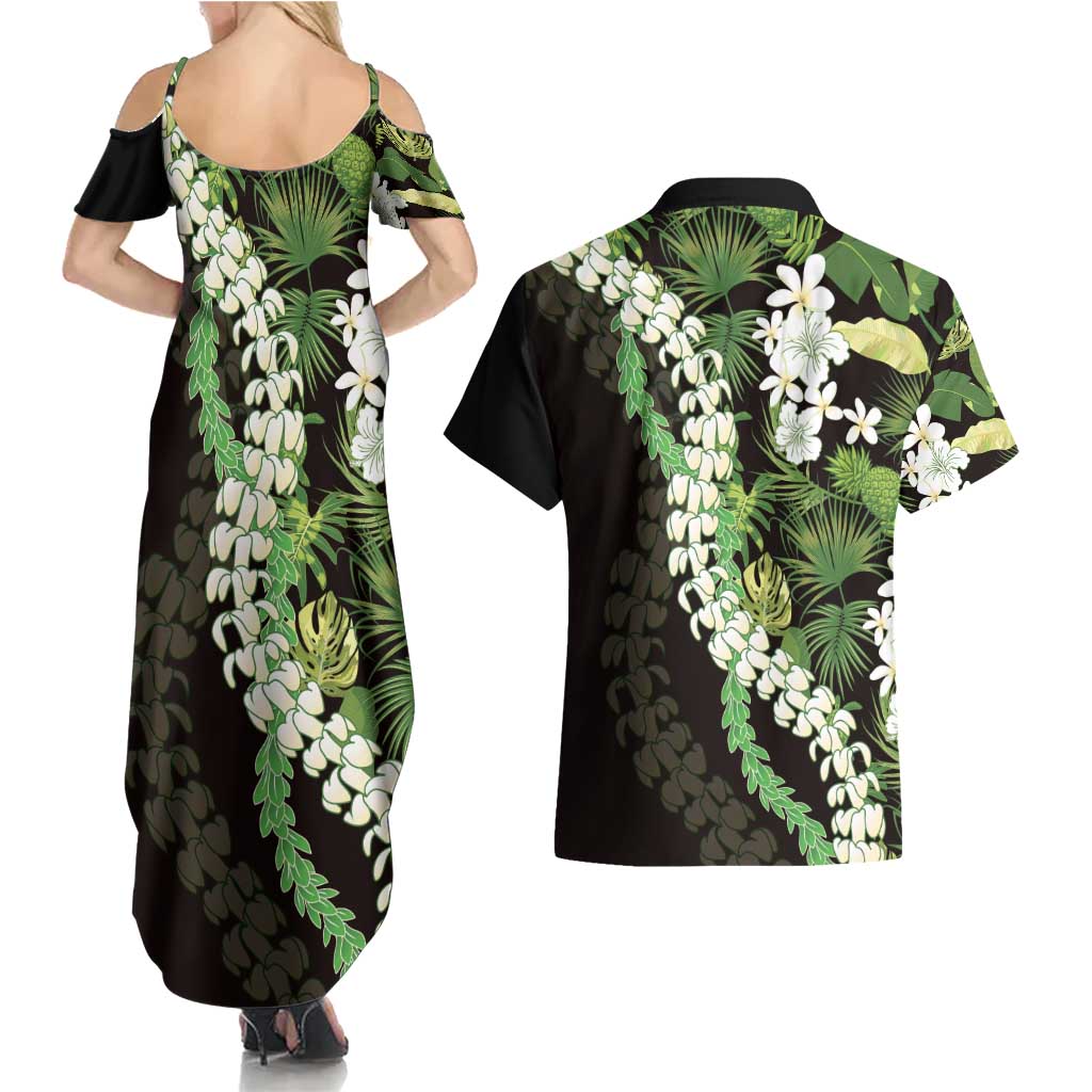 Omaomao Aloha Hawaii Lei Couples Matching Summer Maxi Dress and Hawaiian Shirt Tropical Flowers Elegant Vibe LT14 - Polynesian Pride