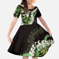 Omaomao Aloha Hawaii Lei Family Matching Mermaid Dress and Hawaiian Shirt Tropical Flowers Elegant Vibe LT14 Daughter's Dress Green - Polynesian Pride