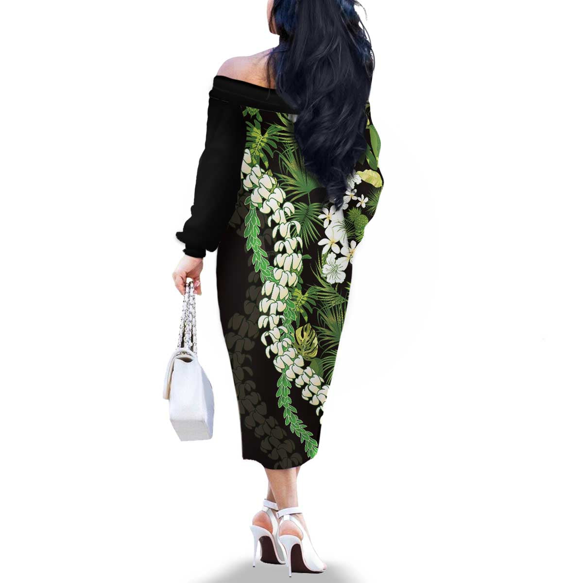 Omaomao Aloha Hawaii Lei Family Matching Off The Shoulder Long Sleeve Dress and Hawaiian Shirt Tropical Flowers Elegant Vibe LT14 - Polynesian Pride