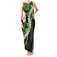 Omaomao Aloha Hawaii Lei Family Matching Tank Maxi Dress and Hawaiian Shirt Tropical Flowers Elegant Vibe LT14 Mom's Dress Green - Polynesian Pride