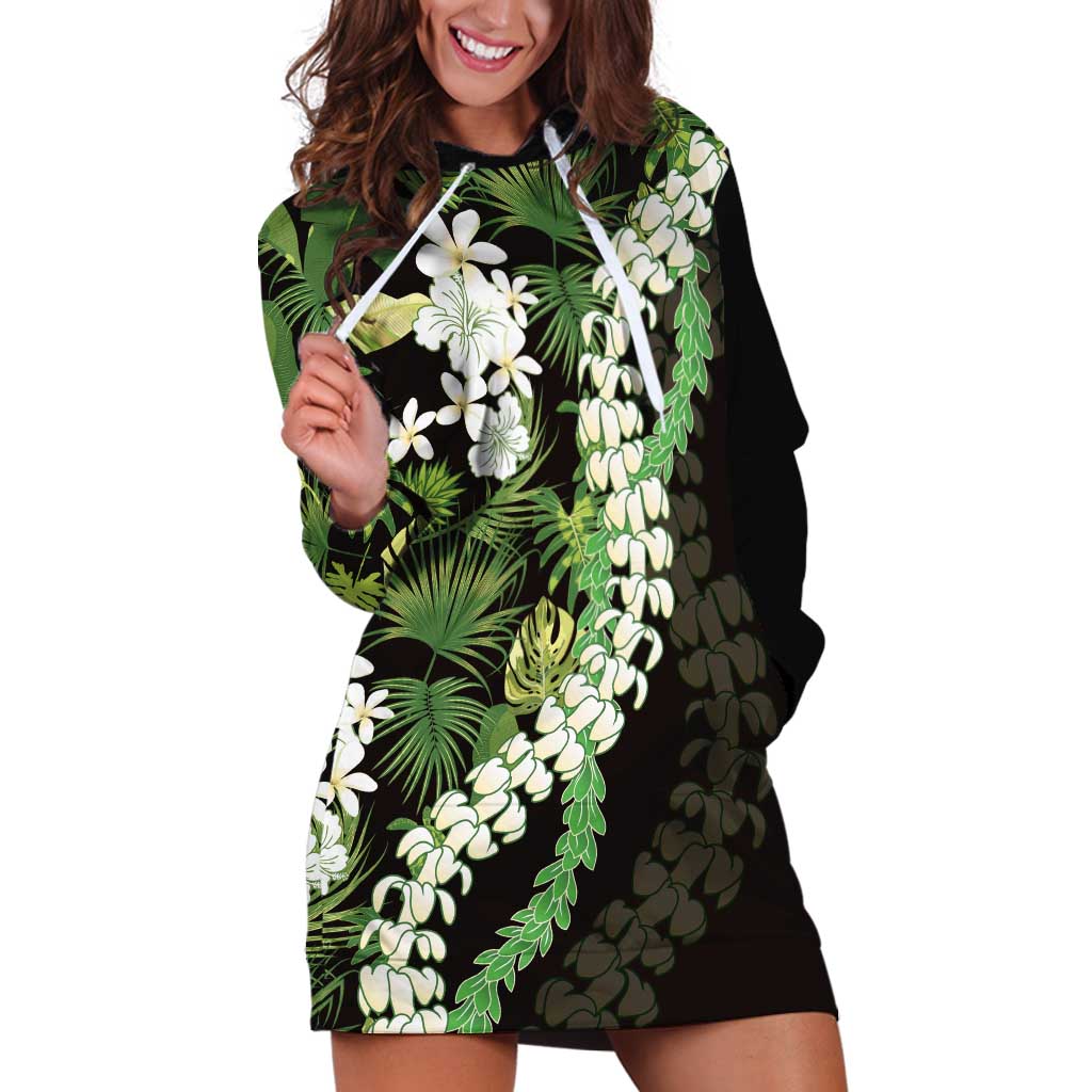 Omaomao Aloha Hawaii Lei Hoodie Dress Tropical Flowers Elegant Vibe LT14 Green - Polynesian Pride