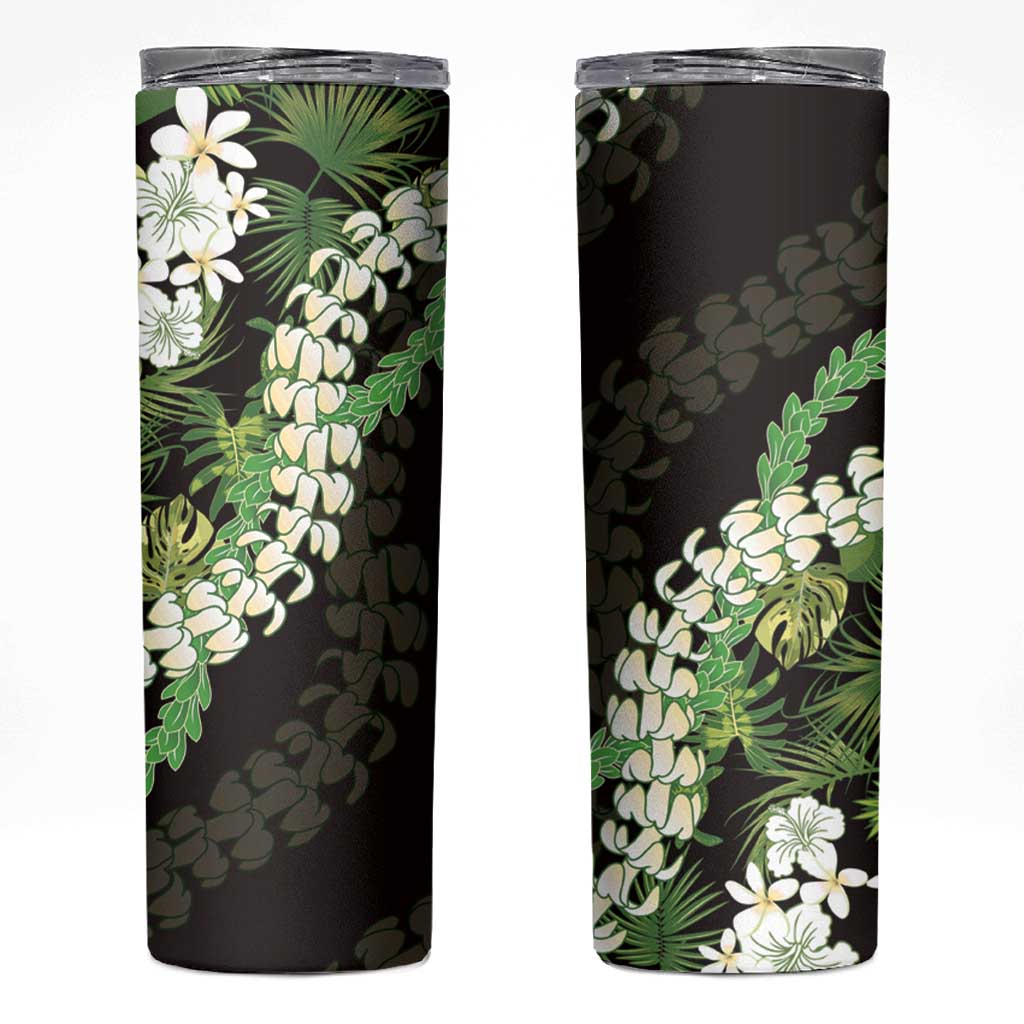 Omaomao Aloha Hawaii Lei Skinny Tumbler Tropical Flowers Elegant Vibe LT14 Green - Polynesian Pride