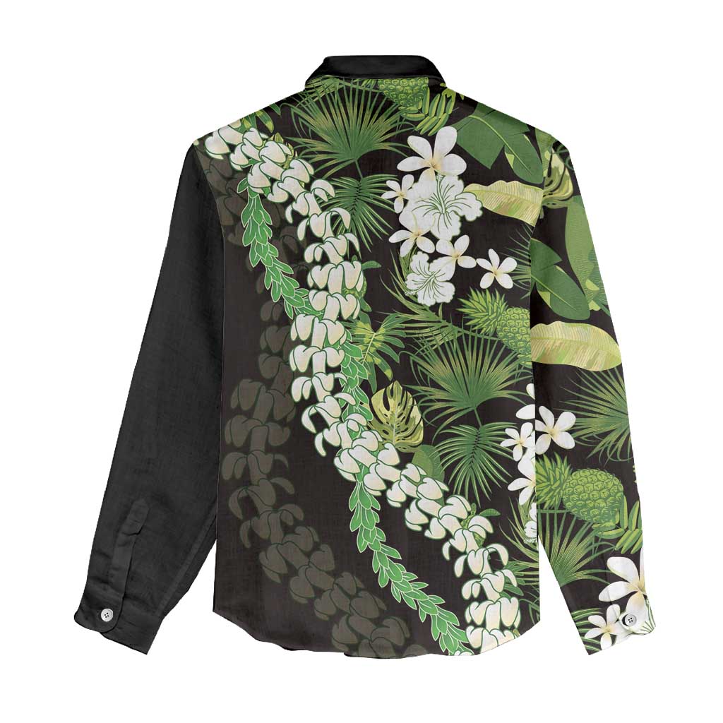 Omaomao Aloha Hawaii Lei Women Casual Shirt Tropical Flowers Elegant Vibe - Polynesian Pride