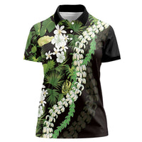 Omaomao Aloha Hawaii Lei Women Polo Shirt Tropical Flowers Elegant Vibe LT14 Female Green - Polynesian Pride