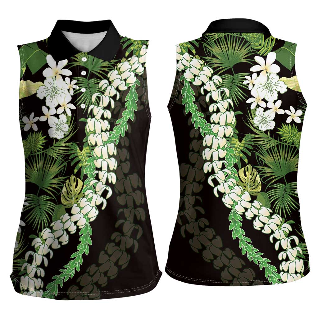 Omaomao Aloha Hawaii Lei Women Sleeveless Polo Shirt Tropical Flowers Elegant Vibe LT14 - Polynesian Pride