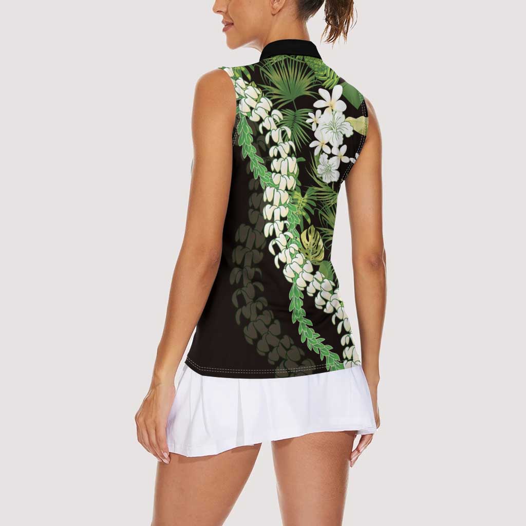 Omaomao Aloha Hawaii Lei Women Sleeveless Polo Shirt Tropical Flowers Elegant Vibe LT14 - Polynesian Pride