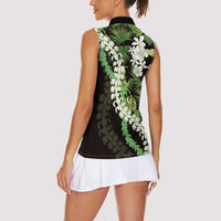 Omaomao Aloha Hawaii Lei Women Sleeveless Polo Shirt Tropical Flowers Elegant Vibe LT14 - Polynesian Pride