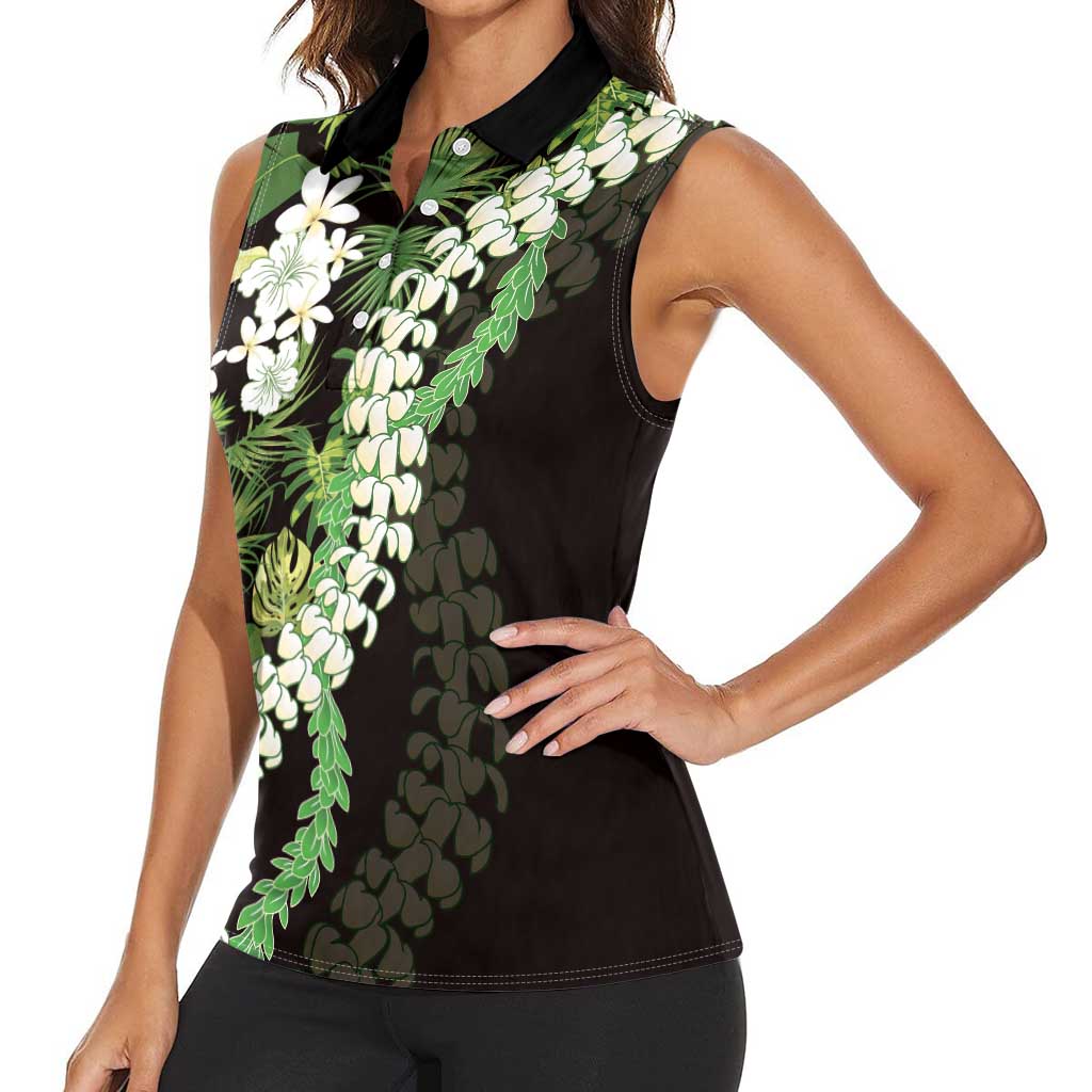 Omaomao Aloha Hawaii Lei Women Sleeveless Polo Shirt Tropical Flowers Elegant Vibe LT14 - Polynesian Pride