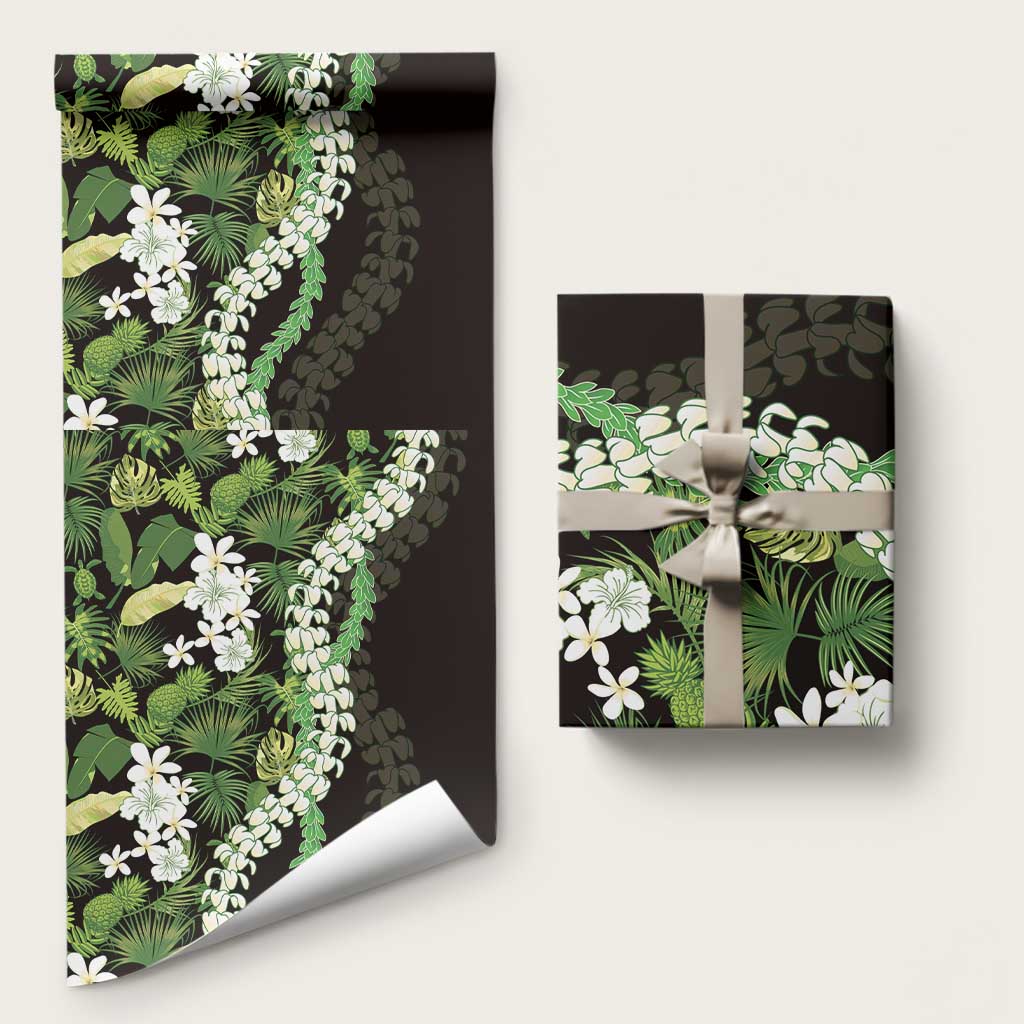 Omaomao Aloha Hawaii Lei Wrapping Paper Tropical Flowers Elegant Vibe LT14 58" × 23" Green - Polynesian Pride