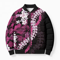 Akala Aloha Hawaii Lei Bomber Puffer Jacket Tropical Flowers Elegant Vibe LT14 Unisex Pink - Polynesian Pride