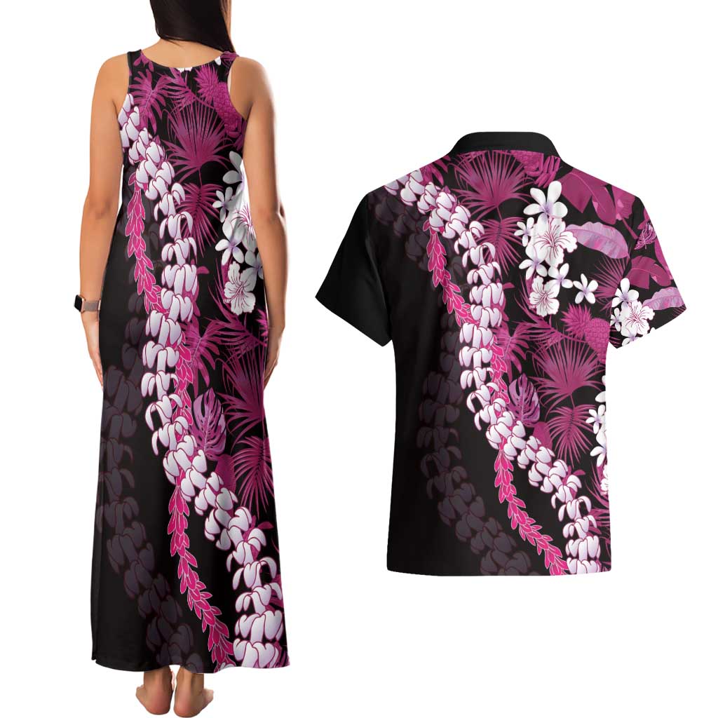 Akala Aloha Hawaii Lei Couples Matching Tank Maxi Dress and Hawaiian Shirt Tropical Flowers Elegant Vibe LT14 - Polynesian Pride