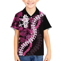 Akala Aloha Hawaii Lei Family Matching Off The Shoulder Long Sleeve Dress and Hawaiian Shirt Tropical Flowers Elegant Vibe LT14 Son's Shirt Pink - Polynesian Pride