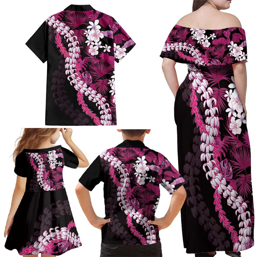 Akala Aloha Hawaii Lei Family Matching Off Shoulder Maxi Dress and Hawaiian Shirt Tropical Flowers Elegant Vibe LT14 - Polynesian Pride