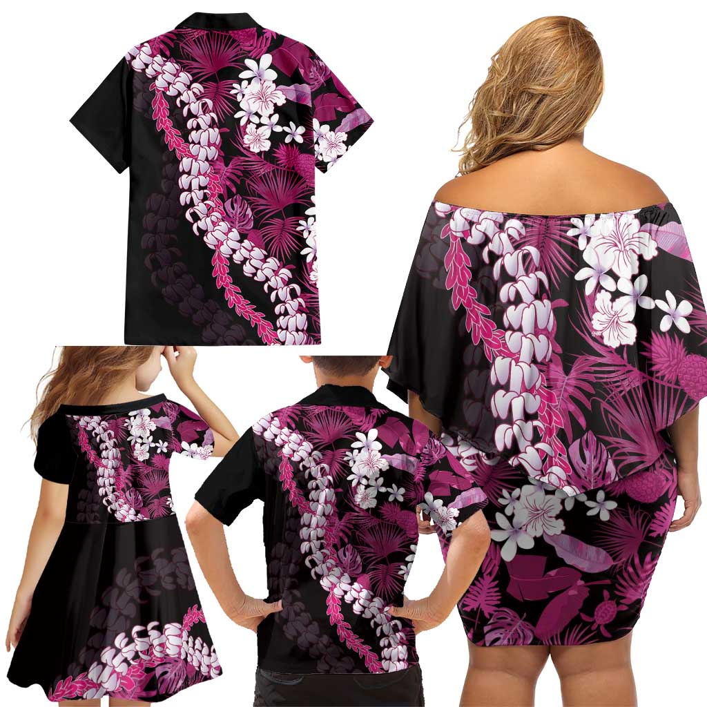 Akala Aloha Hawaii Lei Family Matching Off Shoulder Short Dress and Hawaiian Shirt Tropical Flowers Elegant Vibe LT14 - Polynesian Pride