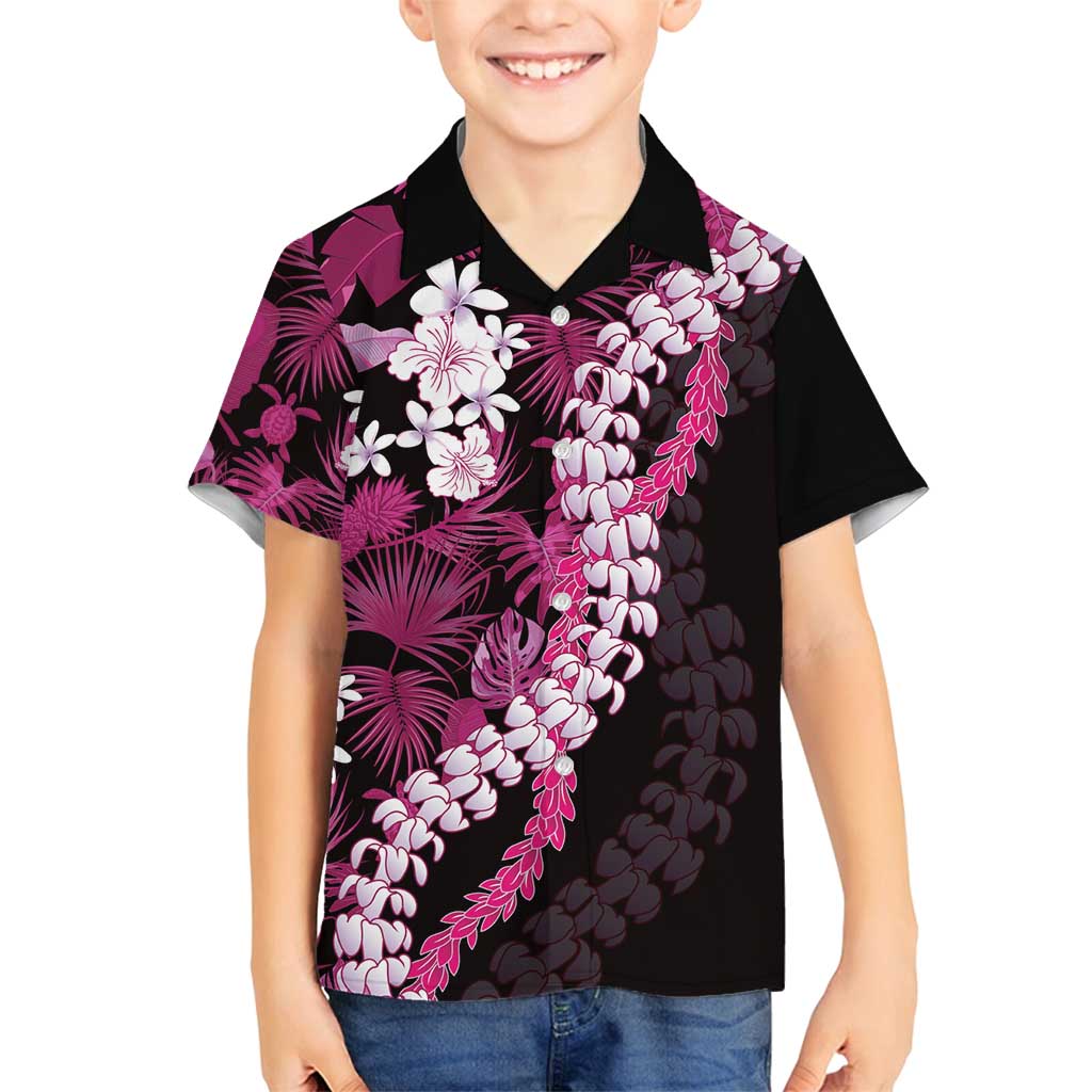 Akala Aloha Hawaii Lei Family Matching Summer Maxi Dress and Hawaiian Shirt Tropical Flowers Elegant Vibe LT14 Son's Shirt Pink - Polynesian Pride