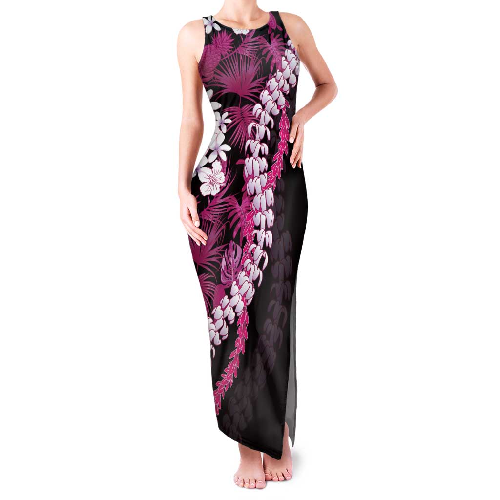 Akala Aloha Hawaii Lei Family Matching Tank Maxi Dress and Hawaiian Shirt Tropical Flowers Elegant Vibe LT14 Mom's Dress Pink - Polynesian Pride