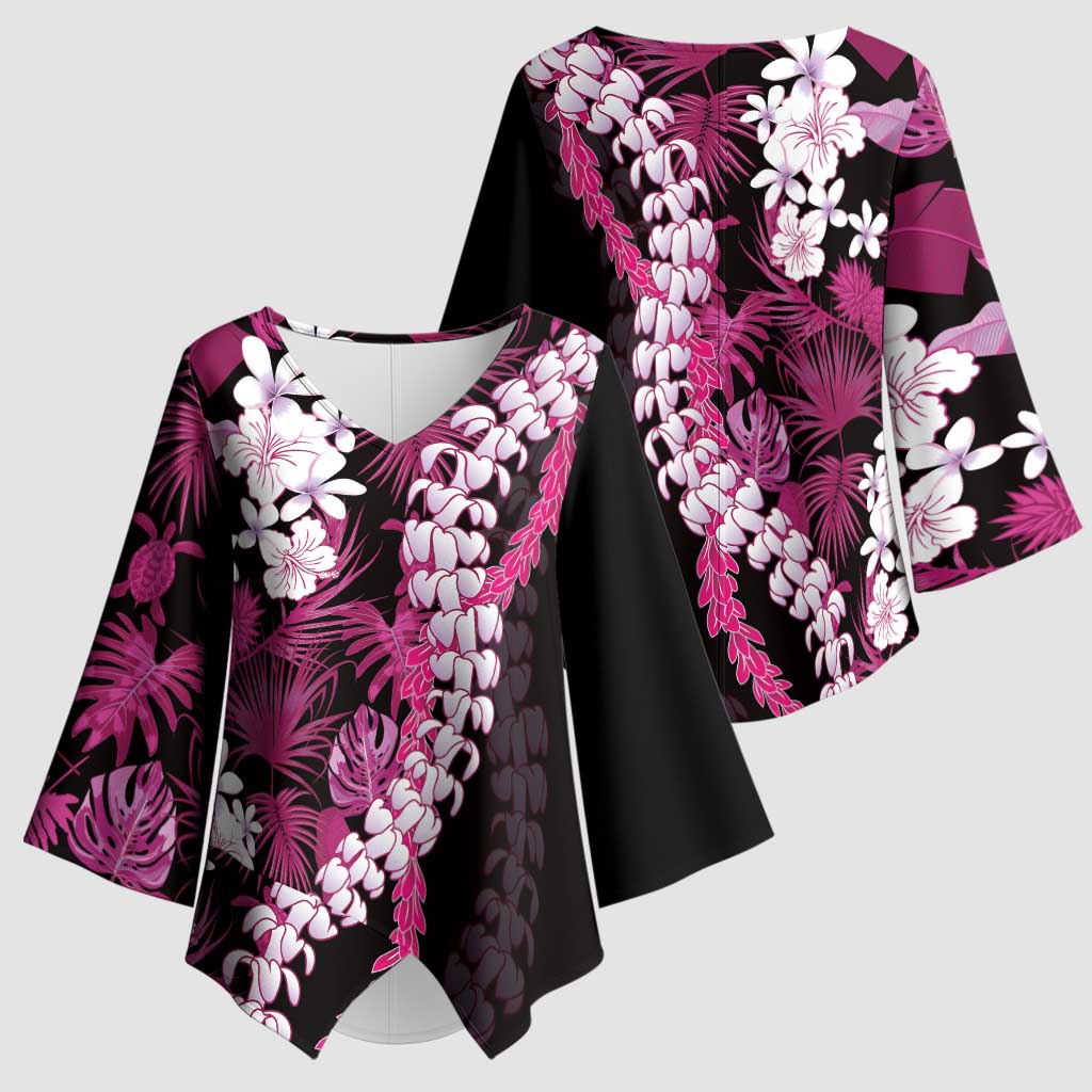 Akala Aloha Hawaii Lei Kimono Sleeve Blouse Tropical Flowers Elegant Vibe - Polynesian Pride