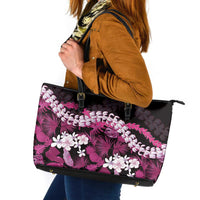Akala Aloha Hawaii Lei Leather Tote Bag Tropical Flowers Elegant Vibe LT14 Pink - Polynesian Pride