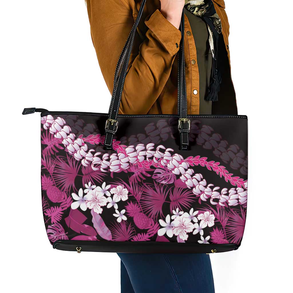 Akala Aloha Hawaii Lei Leather Tote Bag Tropical Flowers Elegant Vibe LT14 - Polynesian Pride