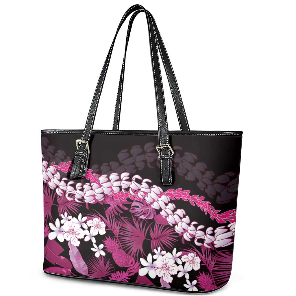 Akala Aloha Hawaii Lei Leather Tote Bag Tropical Flowers Elegant Vibe LT14 - Polynesian Pride
