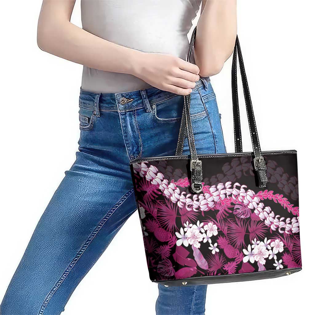 Akala Aloha Hawaii Lei Leather Tote Bag Tropical Flowers Elegant Vibe LT14 - Polynesian Pride