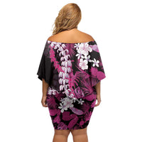 Akala Aloha Hawaii Lei Off Shoulder Short Dress Tropical Flowers Elegant Vibe - Polynesian Pride