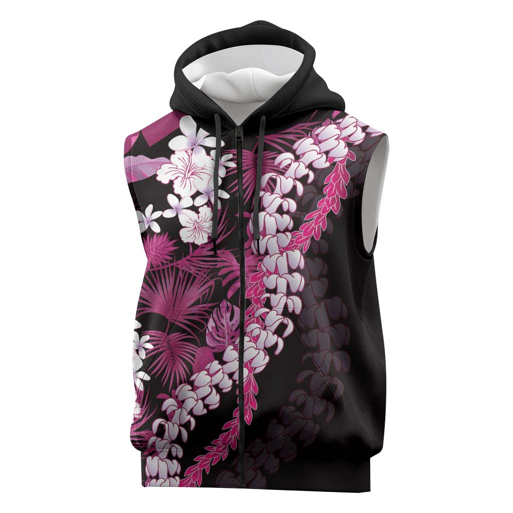 Akala Aloha Hawaii Lei Sleeveless Zip Hoodie Tropical Flowers Elegant Vibe LT14