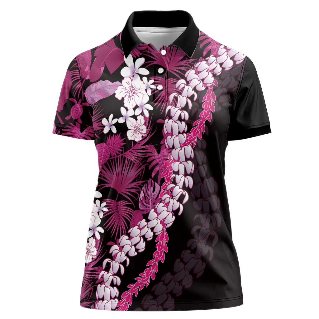 Akala Aloha Hawaii Lei Women Polo Shirt Tropical Flowers Elegant Vibe - Polynesian Pride