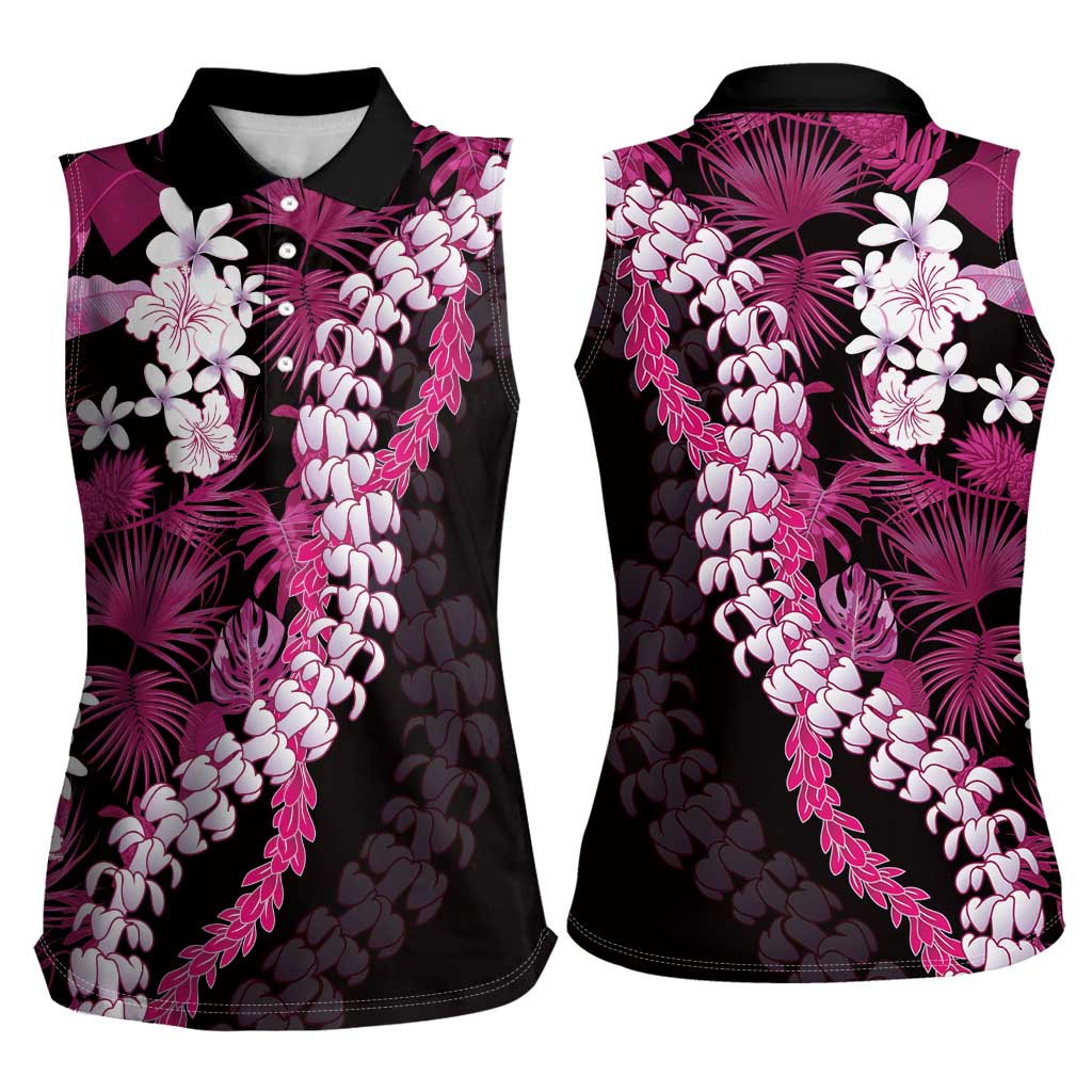 Akala Aloha Hawaii Lei Women Sleeveless Polo Shirt Tropical Flowers Elegant Vibe LT14 - Polynesian Pride