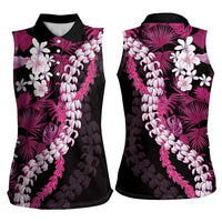 Akala Aloha Hawaii Lei Women Sleeveless Polo Shirt Tropical Flowers Elegant Vibe LT14 - Polynesian Pride