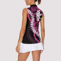 Akala Aloha Hawaii Lei Women Sleeveless Polo Shirt Tropical Flowers Elegant Vibe LT14 - Polynesian Pride