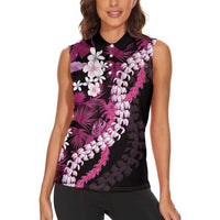 Akala Aloha Hawaii Lei Women Sleeveless Polo Shirt Tropical Flowers Elegant Vibe LT14 - Polynesian Pride