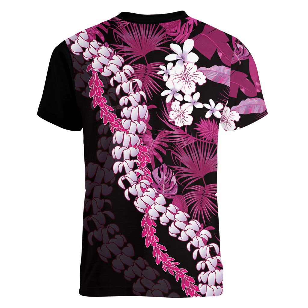 Akala Aloha Hawaii Lei Women V-Neck T-Shirt Tropical Flowers Elegant Vibe LT14 - Polynesian Pride